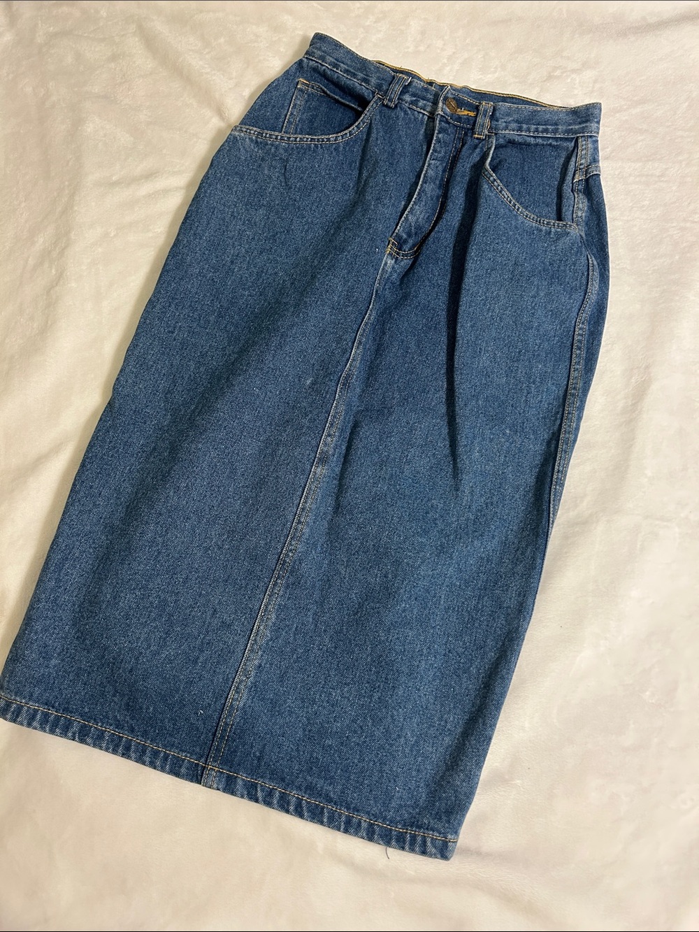 Vintage Blue Denim Midi Skirt